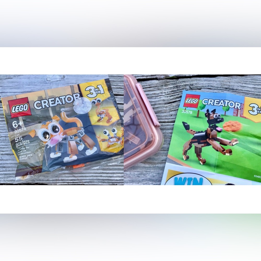 Lot 2 LEGO Creator 30578 K9 30574 Tabby Cat Building Blocks Animal Pets Dog Cats